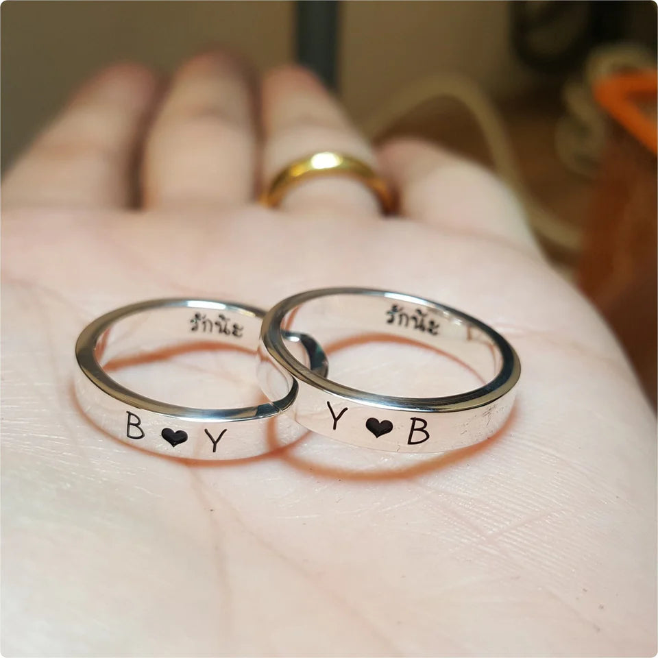 Engraved Couple Rings (Buy 1 Get 1 Free)